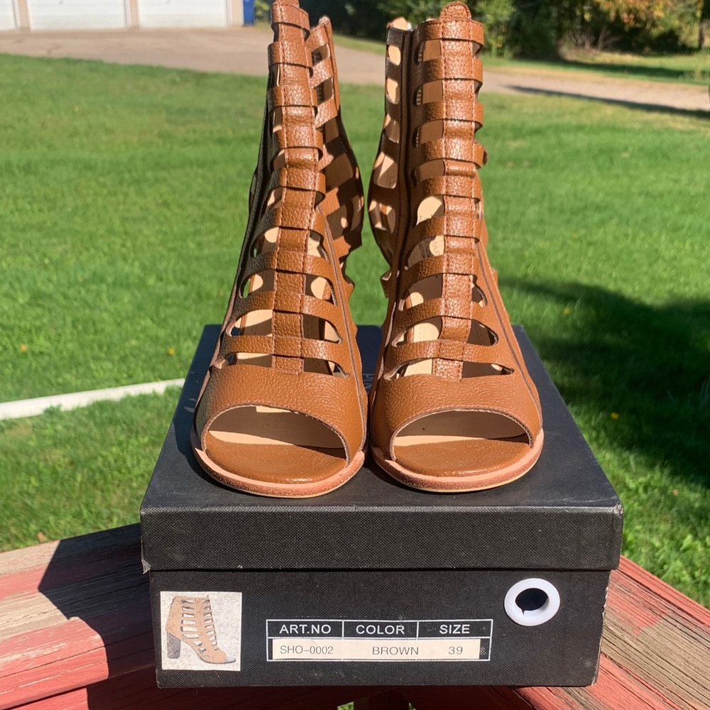 Pink Martini Tan Gladiator Heels